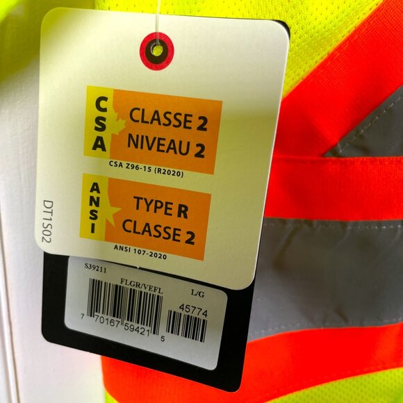 Two NEW Tough Duck Safety T-Shirts High Visibility Yellow Men's LARGE - Picture 7 of 11